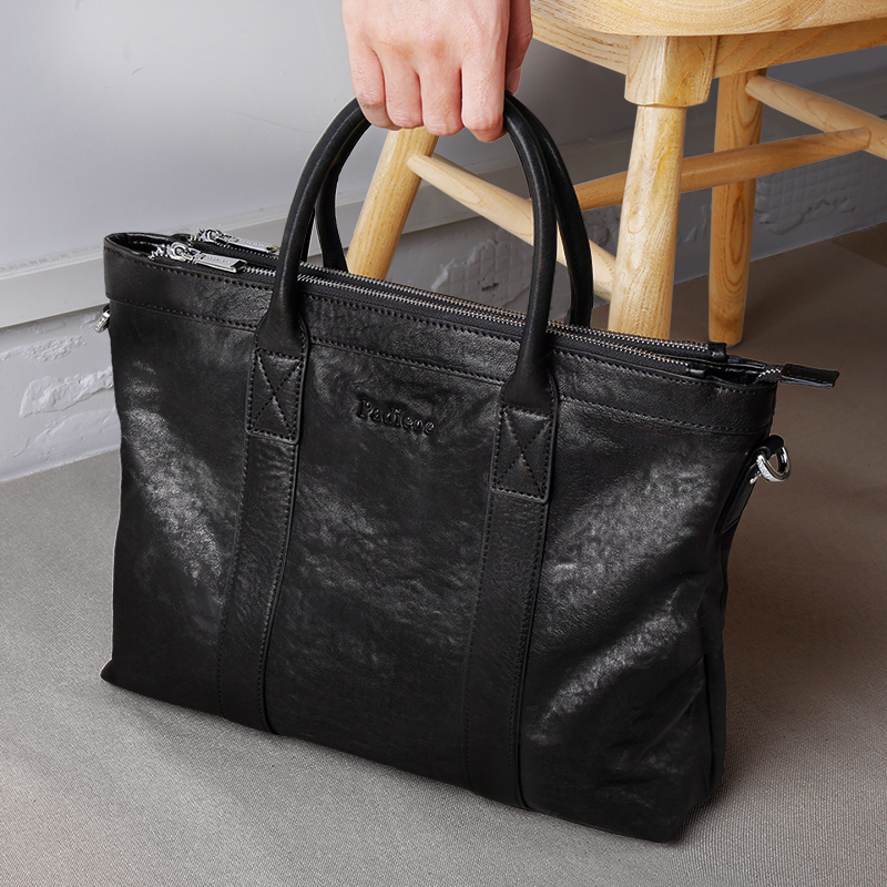 Leather Briefcase - Мужская сумка из натуральной кожи, модная