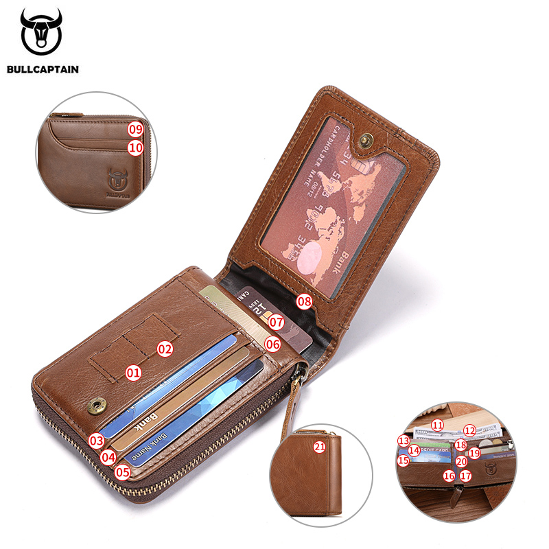 BULLCAPTAIN мужской кошелек на – обзор и цена Leather Wallet Men