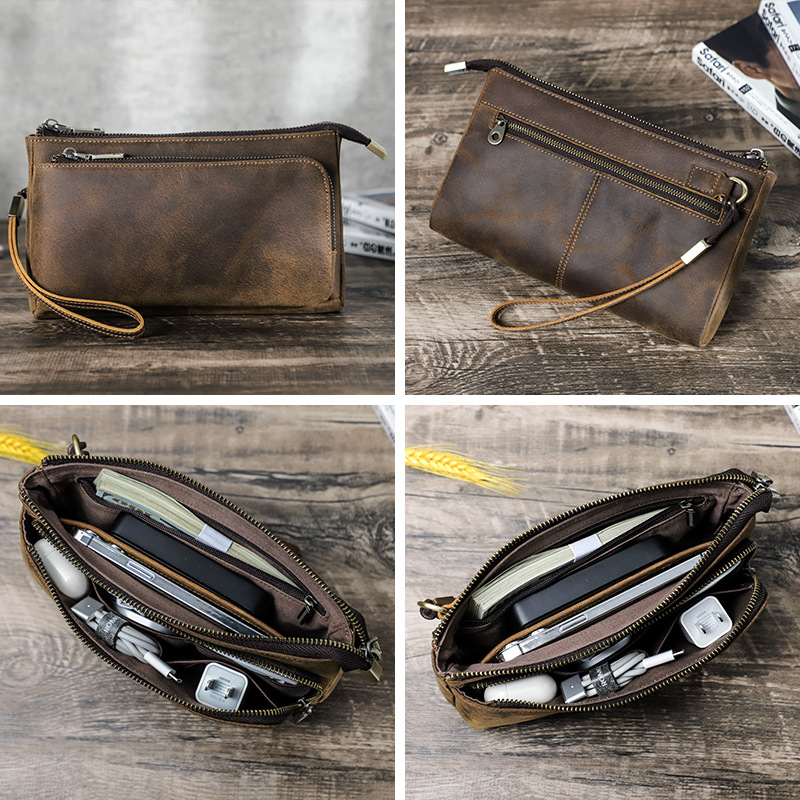 Коричнево-черная кожаная сумка – обзор и цена Leather Wallet Men